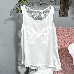 Guess White Cotton Flowy Butterfly Top Girls Large size 14